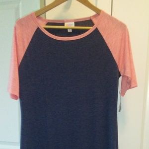 LulaRoe sz M Julia orange & blue dress